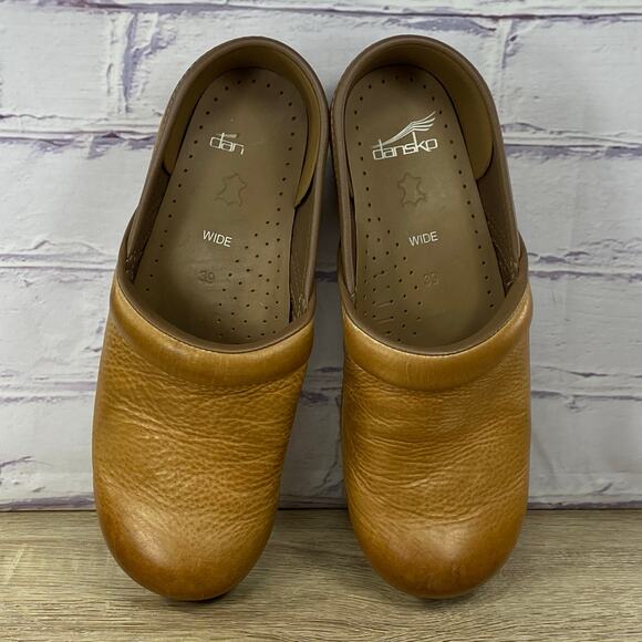 Dansko Professional Honey Distressed Leather Clogs EU 39 US 8.5-9 Wide Slip On - Picture 7 of 8